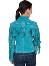 Load image into Gallery viewer, Turquoise Fringe Leather Jacket - Atira&#39;s Southwest