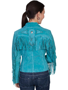 Turquoise Fringe Leather Jacket - Atira's Southwest