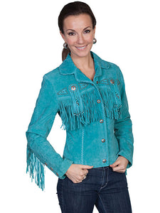 Turquoise Fringe Leather Jacket - Atira's Southwest
